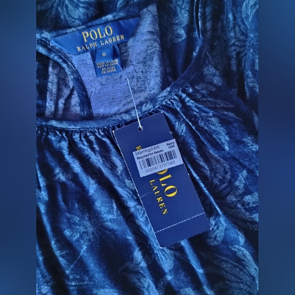 Polo by Ralph Lauren Navy Blue Girls Size 6 Patterned Dress • 100% Viscose NEW! - Picture 6 of 11
